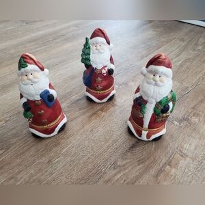 Festive Santa Claus Figurines Set - Red and Green